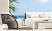 Fauteuil pivotant de jardin Sassanid OEM Courtyard Garden, résistant aux intempéries, en corde Pavona.