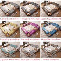 Lit intelligent modulaire de luxe moderne en tissu, tailles King/Queen/Twin, avec rangement, design Tatami, lit souple