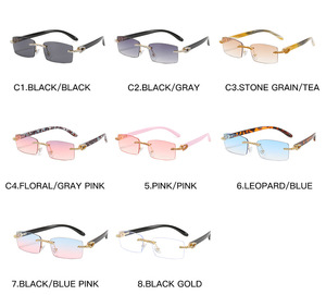 Kính mắt sừng trâu chống tia UV 400, khung in logo tùy chỉnh, mẫu mới <span class=keywords><strong>2025</strong></span>, kiểu dáng vuông không viền, kính mát thời trang cao cấp dành cho nam và nữ - Product Image 6