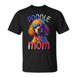 Camiseta con diseño de perro Poodle Mom Colorful Pop Art, diseño de Toy Poodle - Product Image 1
