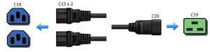 Câble adaptateur répartiteur IEC 320 C20 à <span class=keywords><strong>C13</strong></span> Power Y Type C20 à Double <span class=keywords><strong>C13</strong></span> cordon d'alimentation d'extension de sortie 10A 250V - Product Image 3
