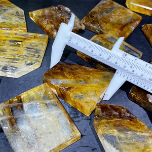 Tấm đá thạch anh vàng Hematoid tự nhiên, nguyên chất, dạng lát, dùng để trang trí - Product Image 5