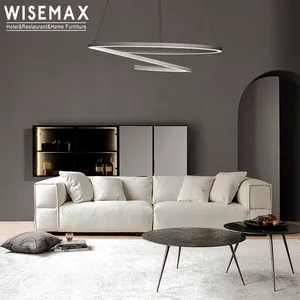 WISEMAX FURNITURE Nordic living room furniture Cube wood frame corner sofa Grey sponge upholstery fabric double sofa for home