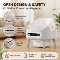 Bac à litière automatique pour chat, grand, écologique, durable, à nettoyage automatique, design ouvert, application intelligente, capteur de poids, pour plusieurs chats