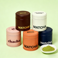 Vente flash - Contenant d'emballage rond en métal, impression de logo personnalisée, boîte à sucre, thé en poudre, matcha, avec couvercle à vis, hermétique, 30g
