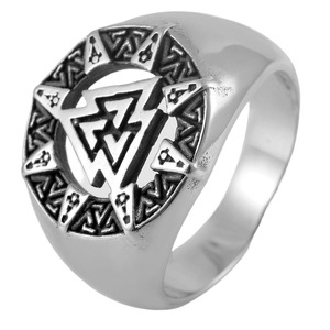 yunnique Norse Mythology Viking Warrior Triangle Symbol <b>Ring</b> Men's Stainless Steel Geometric Design Gift Jewelry - Product Image 5