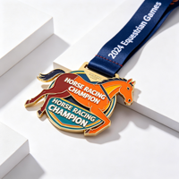 Médaille personnalisée de champion de club d'équitation, logo personnalisé, plaqué or, trophée sportif, pendentif pour cadeau de vainqueur
