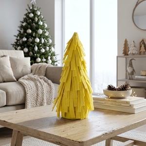 Árbol <span class=keywords><strong>de</strong></span> Navidad Cónico <span class=keywords><strong>de</strong></span> Fieltro Amarillo Limón con Flecos, Decoración Brillante para Primavera, Pascua y Celebraciones - Product Image 1