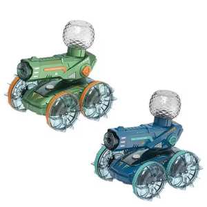 ITTL double montre télécommande 360 rotatif <span class=keywords><strong>clignotant</strong></span> lumière roue transparente amphibie tirer eau pulvérisation RC cascadeur voiture jouets - Product Image 5