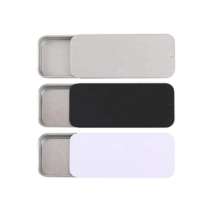 กล่องเหล็กเลื่อนสีพื้น น้ำเงิน ขาว เงิน รูปทรงสี่เหลี่ยมผืนผ้าขนาดเล็ก สำหรับใส่อาหาร ขนม ยา หรือกุญแจ - Product Image 3