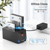 Docking Hard Disk Drive FIDECO Usb 3.0 Tipe C 2.5 3.5 Inch dengan Kloning Offline Hdd Kotak Plastik Hitam SATA Stok CE FCC ROHS