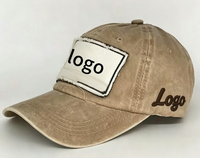 Topi Baseball Unisex Khaki Vintage Washed Twill Cotton Fruit NewStory Patch 49 Bordir Distressed