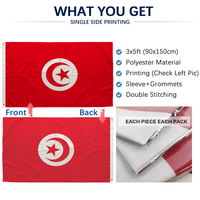 Drapeau de la Tunisie 3x5 pieds en polyester, impression recto, œillets en laiton, vente en gros coréenne, 3x5 90x150cm, drapeau de la République tunisienne