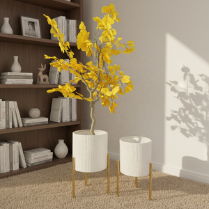 Jardinières Mid-Century <span class=keywords><strong>pour</strong></span> plantes d'intérieur, pots décoratifs modernes <span class=keywords><strong>pour</strong></span> <span class=keywords><strong>salon</strong></span>, jardinières blanches avec supports dorés <span class=keywords><strong>pour</strong></span> plantes - Product Image 6