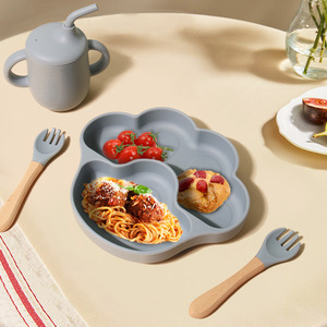 Juego de Alimentación para Bebés de Silicona de Grado Alimenticio, Libre de BPA, con <span class=keywords><strong>Plato</strong></span>, Tazón, Cuchara y Tenedor, Diseño Nuevo 2026 - Product Image 2