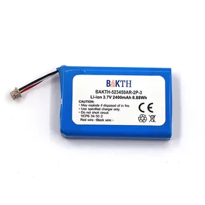 इलेक्ट्रिक उपभोक्ता उपकरण के लिए अनुकूलित रिचार्जेबल लिथियम आयन बैटरी पैक 523450AR 3.7V 2400mAh