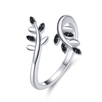 Bague en argent S925, branches d'arbre et feuilles simples, bracelet rétro, noir, personnalité, nouvelle collection, BSR129