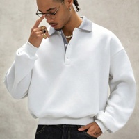 Sudadera Polo Personalizada 100% Algodón para Hombre, 370 g/m², Algodón Grueso, Corte Holgado, Estilo Francés, con Rayas