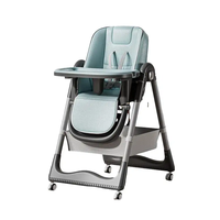 Table à manger pour enfants 2024, best-seller, avec coussin moelleux / Chaise haute pour bébé avec ceinture de sécurité 5 points et repose-pieds à 3 positions