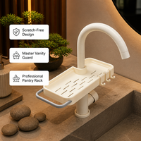 Support de rangement efficace pour robinet de salle de bain, organisateur d'évier de cuisine pour le rangement du savon et des éponges
