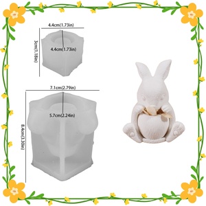 Molde de silicona de jacquard con diseño de animales y corazones para velas de yeso, resina epoxi, bricolaje, juego de 2 piezas, maceta pequeña, pastel - Product Image 6