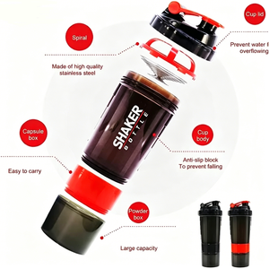 Borraccia Shaker per Proteine a 3 Strati con Logo Personalizzato, Grande Capacità, per Body Building, Esercizio Fisico e Palestra - Product Image 5