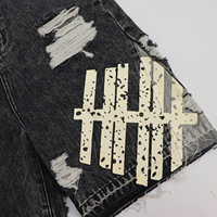 Shorts en jean cargo pour hommes, style streetwear, avec logo brodé personnalisé et bords coupés, pour l'été