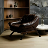 Fauteuil individuel en cuir véritable, style vintage, chaise de salon, mobilier de maison, chaise longue confortable et élégante, pieds en bois de hêtre