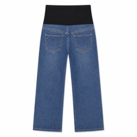 Jean de travail de maternité pour femme, coupe droite ample, en denim extensible, style décontracté pour le bureau