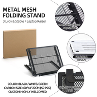 Support pour ordinateur portable en métal à hauteur réglable, pliable, ventilé, support de rangement pour tablette de bureau avec coussinets antidérapants