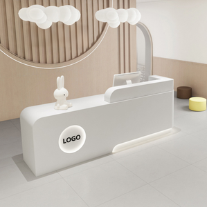 Light Luxury Cream Style Beauty Salon Reception <b>Desk</b> with Bar Counter – Premium Spa Front <b>Desk</b> & Service Station for Salon, SPA - Product Image 1