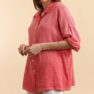 <span class=keywords><strong>Camicia</strong></span> di Alta Qualità in <span class=keywords><strong>Misto</strong></span> <span class=keywords><strong>Lino</strong></span> con Bottoni, Manica Lunga da <span class=keywords><strong>Donna</strong></span>, Traspirante e Delicata sulla Pelle, per Vacanze e Uso Quotidiano - Product Image 6