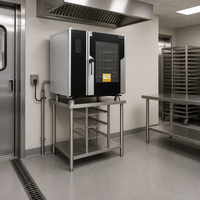 Horno Combinado Eléctrico de 4 Bandejas, Horno Combinado Inteligente con Vapor, Pantalla Táctil y Caldera para Restaurante, Pollo y Pan