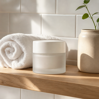 Pot en verre givré à large ouverture pour crème pour le visage, emballage cosmétique rond vide pour crème de nuit et baume