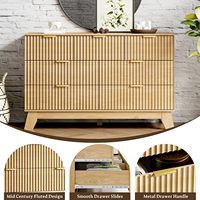 Commode moderne en bois massif à 6 tiroirs avec rangement multifonctionnel pour salon et chambre à coucher
