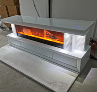Grande Vente Meuble TV Cheminée Électrique LED Moderne pour Salon, Meuble TV Miroir avec Cheminée Électrique et Lumière LED