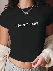 Sexy Y2K "I Don't Care" Camiseta corta con estampado de letras estilo callejero para mujer - Product Image 2