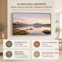 Affichage numérique publicitaire LCD IPS mural personnalisé de 43 pouces, 1080P Full HD, verre trempé, CMS intégré, basé sur le cloud