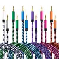Haute qualité 3.5mm fil Audio tressé tête métallique mâle à mâle ligne câble AUX 1M 3FT câble en Nylon