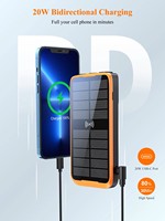 Batterie externe solaire haute capacité 38800 mAh avec chargeur sans fil, câbles intégrés, charge rapide 20W, lampe torche et design portable