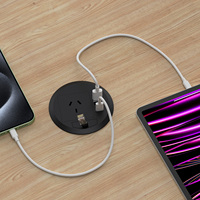 Prise de courant encastrée USB-C 20W pour bureau, 80mm, personnalisable, pour mobilier de bureau intelligent, table de conférence