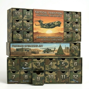 Boîte de calendrier de l'avent de Noël camouflage avec logo personnalisé, 24 tiroirs, boîte cadeau en carton pour jouets, véhicules, cadeaux pour hommes, emballage en vrac - Product Image 4