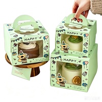 Boîte à pâtisserie, boîte à gâteau d'anniversaire, boîte à dessert avec fenêtre transparente en PET, poignée portable, emballage personnalisé avec logo imprimé, emballage cadeau pour les fêtes