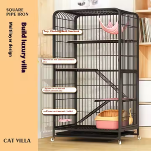 Lüks Modern ev mobilyası kedi Villa yüksek kaliteli kapalı kedi kafesi düşük fiyata katı desen demir malzeme kedi evi Cattery - Product Image 4