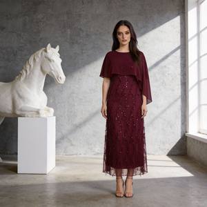 Abaya de Poliéster con Lentejuelas Bordadas de Lujo para Mujeres Musulmanas, Vestido Elegante para Fiesta, Venta al Por Mayor Personalizada - Product Image 1