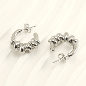 ZOGXIN Hoop Earrings Gold Silver Color Stainless Steel Geometric Design For Women Fashion Jewelry - Product Image 3