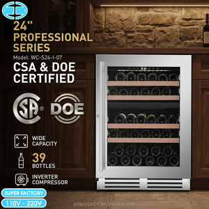 X OEM/ODM Réfrigérateur à vin professionnel encastrable 24 pouces, 39 bouteilles, compresseur à inversion, certifié CSA DOE - Product Image 1
