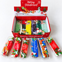 Jouet Squishy en Gros en Forme de Bâton de Beurre de Noël, Matériau PU, Doux, à Presser, Sensoriel, Anti-Stress, Motifs de Fêtes Assortis