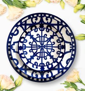 Nuevos diseños de platos de cerámica para boda, juego de cubiertos de diseño de hierro forjado azul, vajilla de antigüedades de China de hueso de lujo ligero de alta calidad - Product Image 2