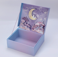 Dossiers à couvercle rigide dégradé violet-bleu rêveux, fabriqués en carton de haute qualité, avec poignée et découpe de précision pour le montage